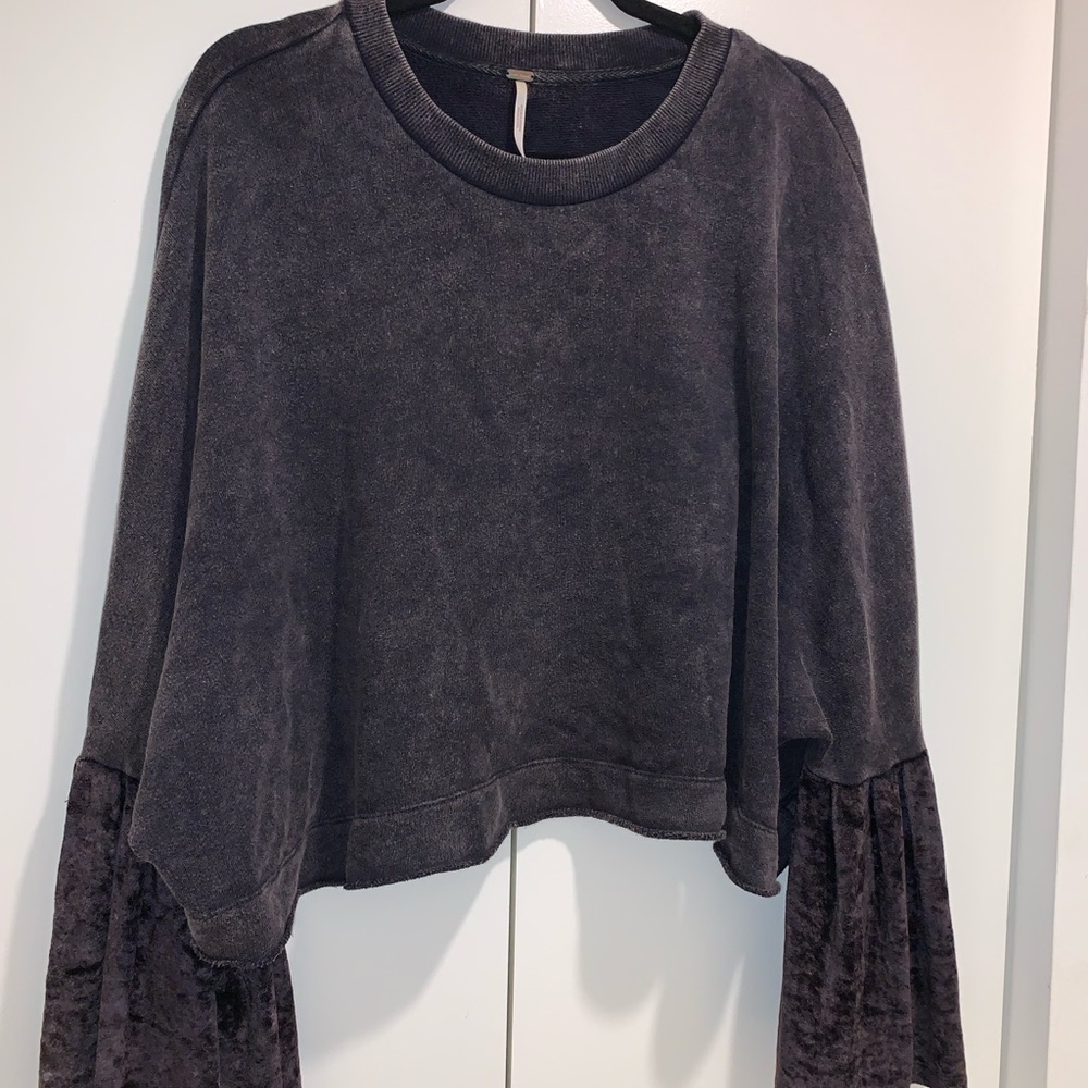 Free people grey flare sleeve sweatshirt